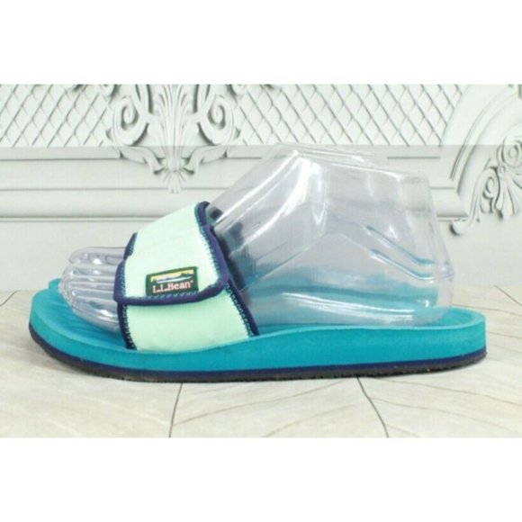 LL Bean Teal Canvas Adjustable Strap Slide Sandal Size 5 - Picture 2 of 8